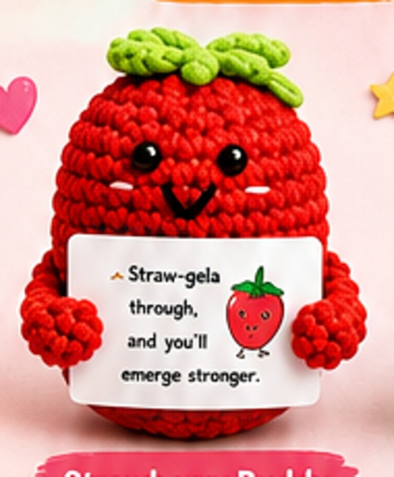 Strawberry Buddy crochet plushie by Citrus Bloom