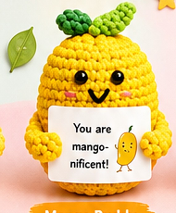 Mango Buddy crochet plushie by Citrus Bloom