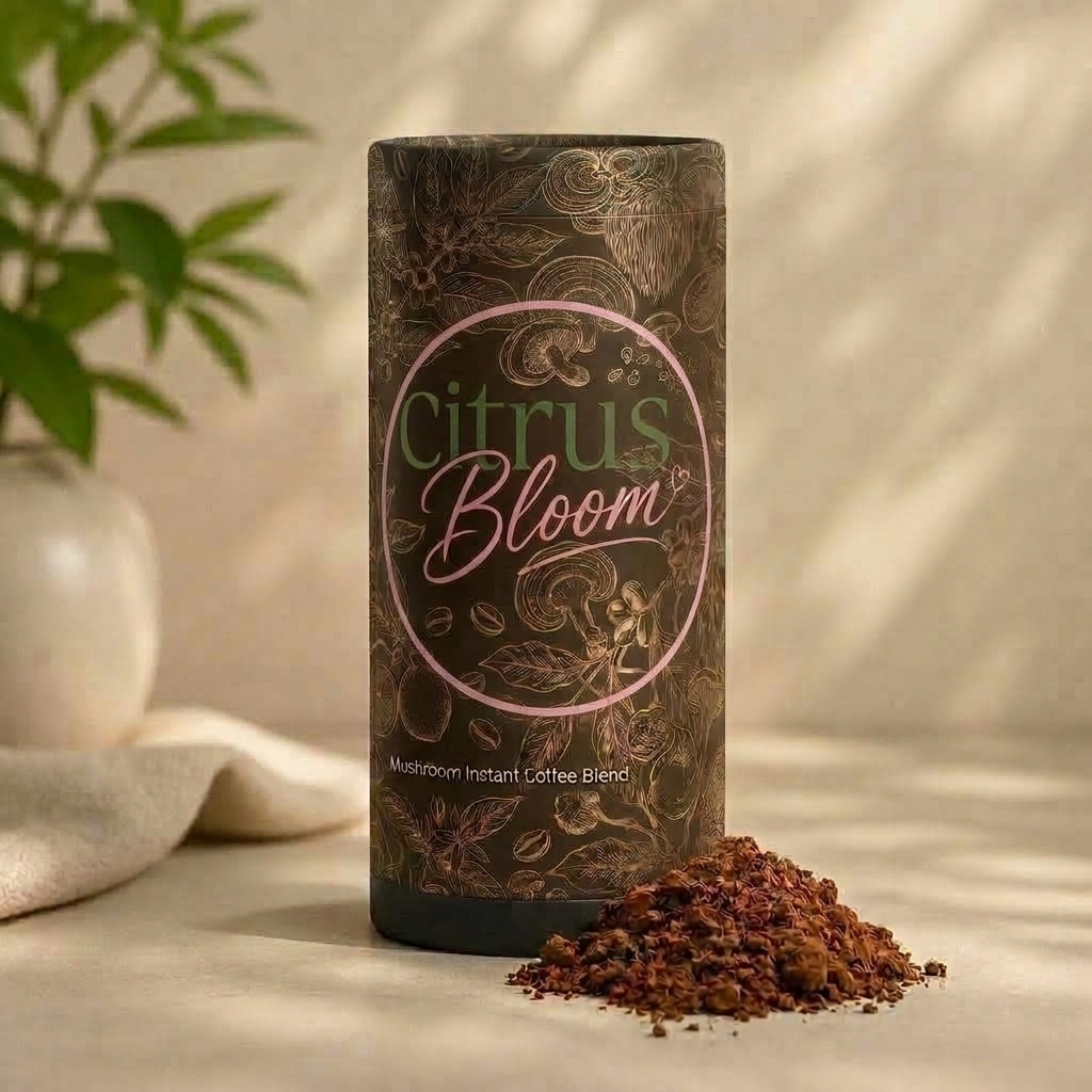 Citrus Bloom Mushroom Instant Coffee Blend canister