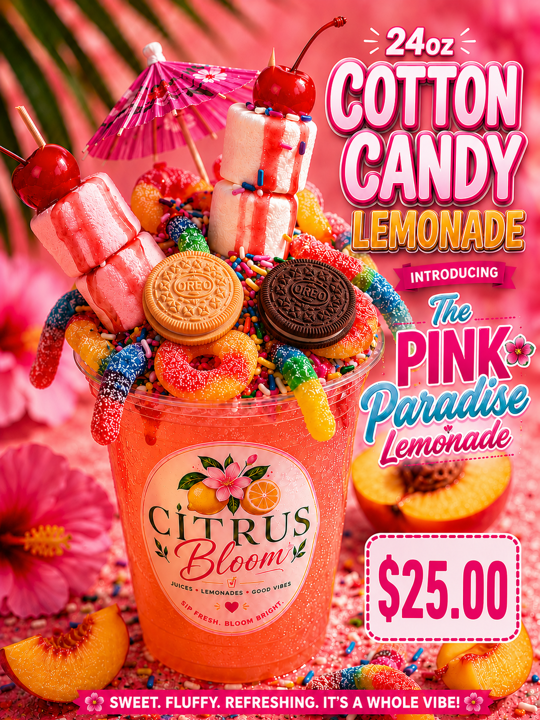 Pink Paradise Cotton Candy Lemonade 24 oz