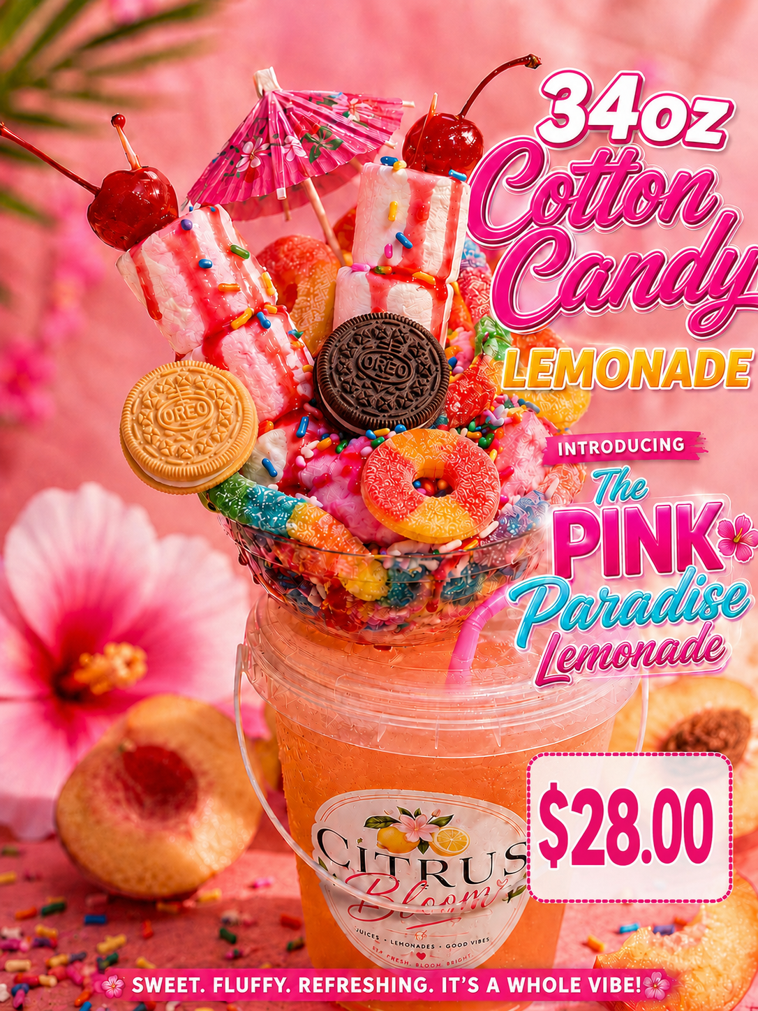 Pink Paradise Cotton Candy Lemonade 34 oz